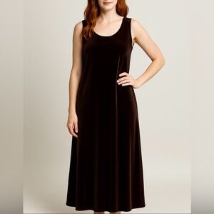 Coldwater Creek Espresso Brown Velvet Tank Maxi Dress Size Large